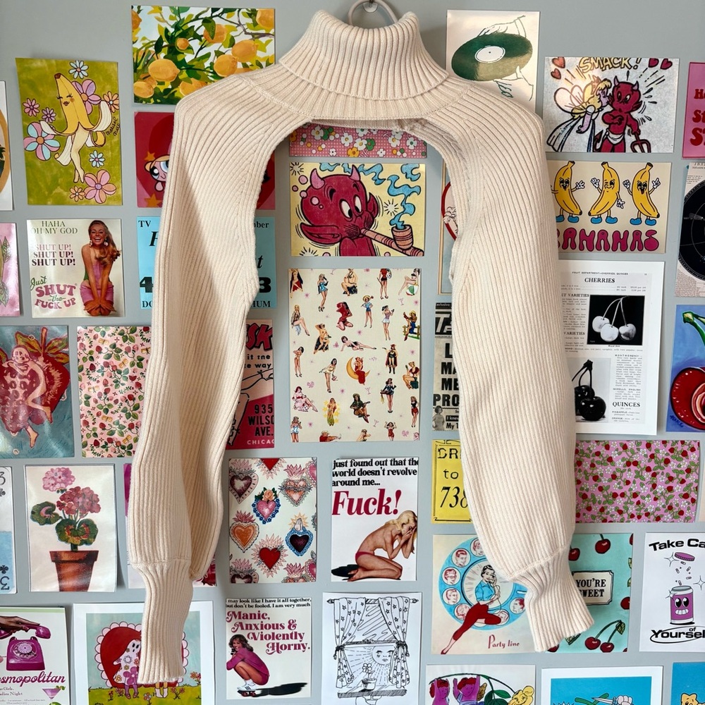 Cream Turtleneck Cutout Bolero Sweater cute coverup
